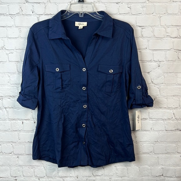 Style & Co Navy Utility Shirt Sizes Medium & Large - Picture 3 of 6